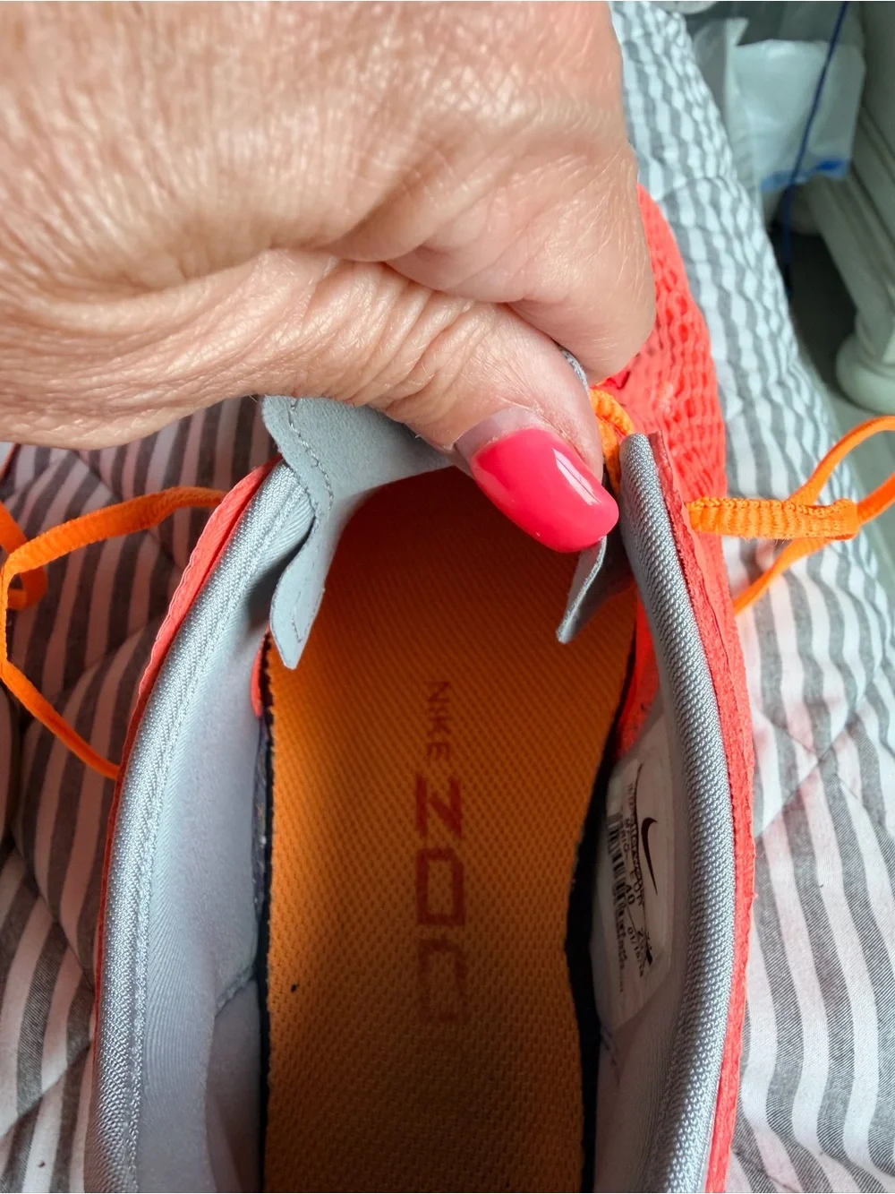 Nike Women's Coral and Orange Mesh Running Shoes